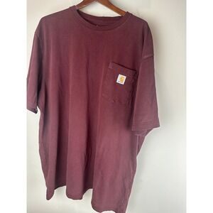 Carhartt Mens XXL 2XL Pocket T‎ Shirt Maroon Red Short Sleeve Workwear